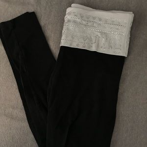 VS Pink White Sequin Black Yoga Pants